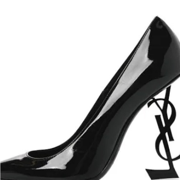 Yves Saint Laurent Glossy Black Heels with Logo